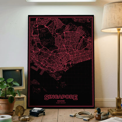 Singapore Phosphor Map Poster - System Alert