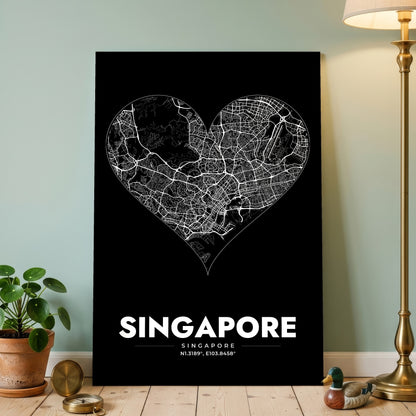 Singapore Heart Map Poster