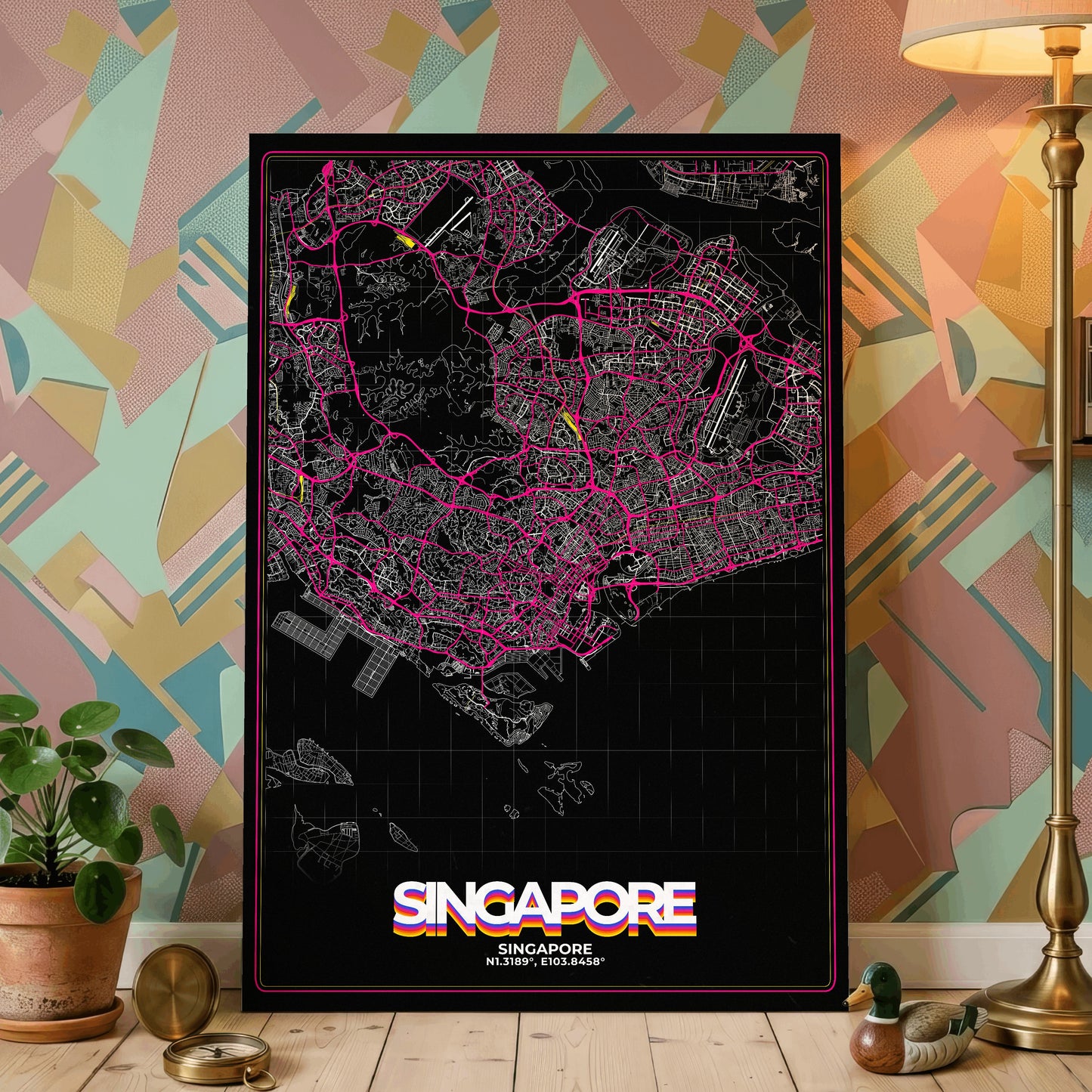 Singapore Retro Map Poster