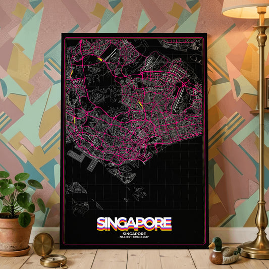 Singapore Retro Map Poster