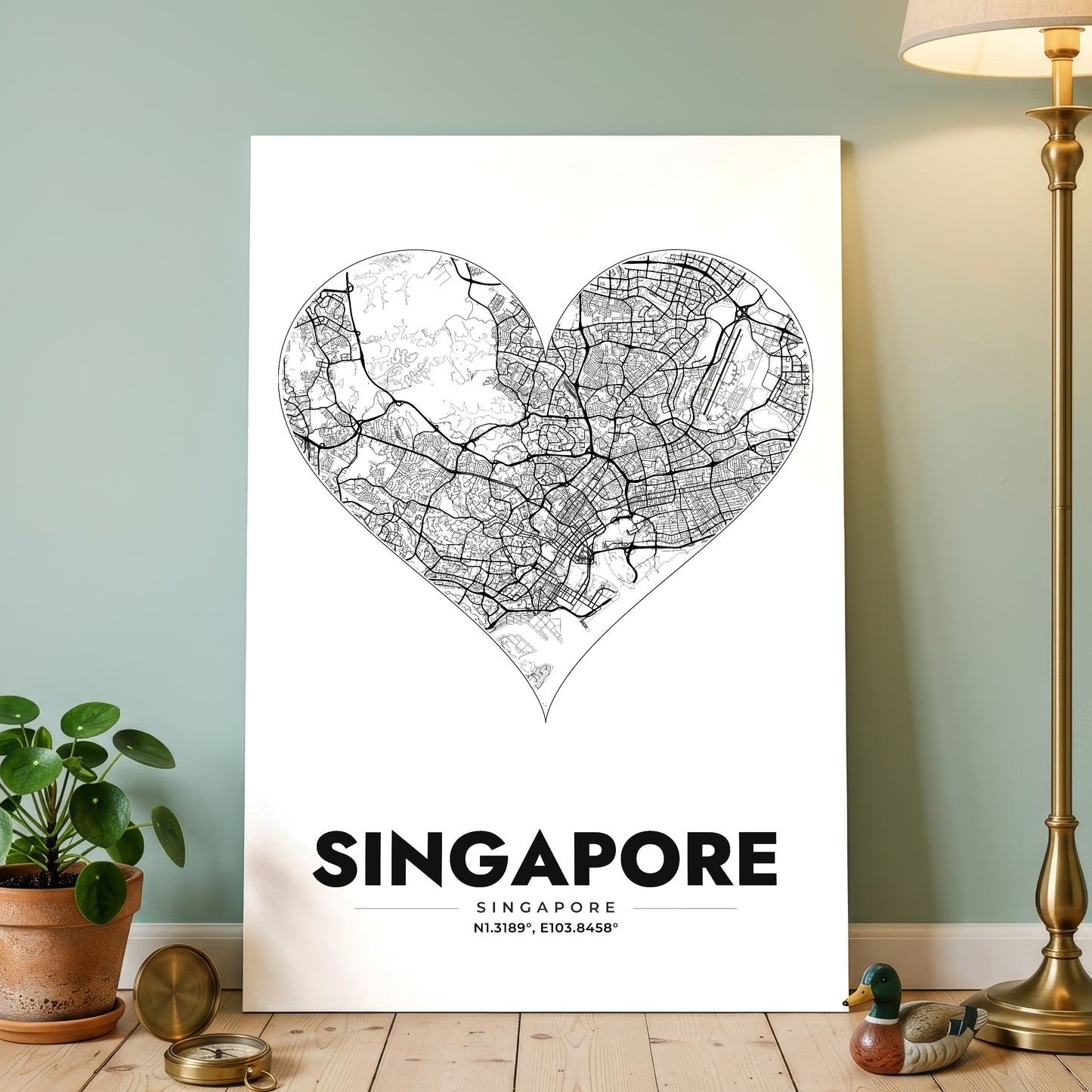 Singapore Heart Map Poster