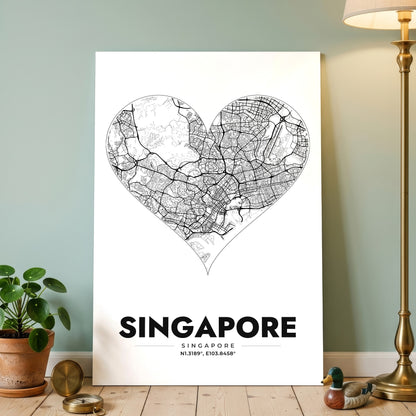 Singapore Heart Map Poster