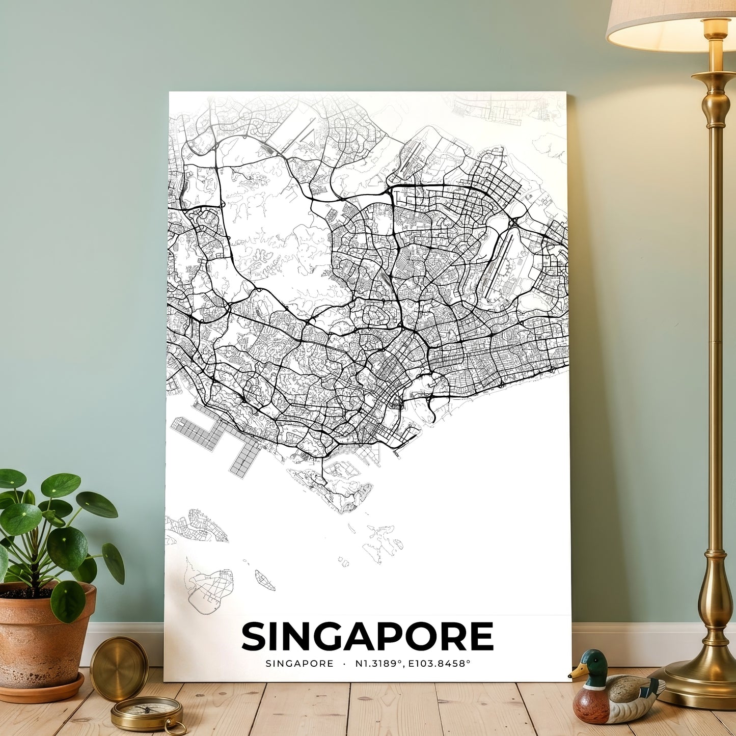 Singapore Elegant Map Poster