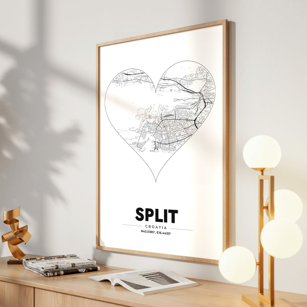Split Heart Map Poster