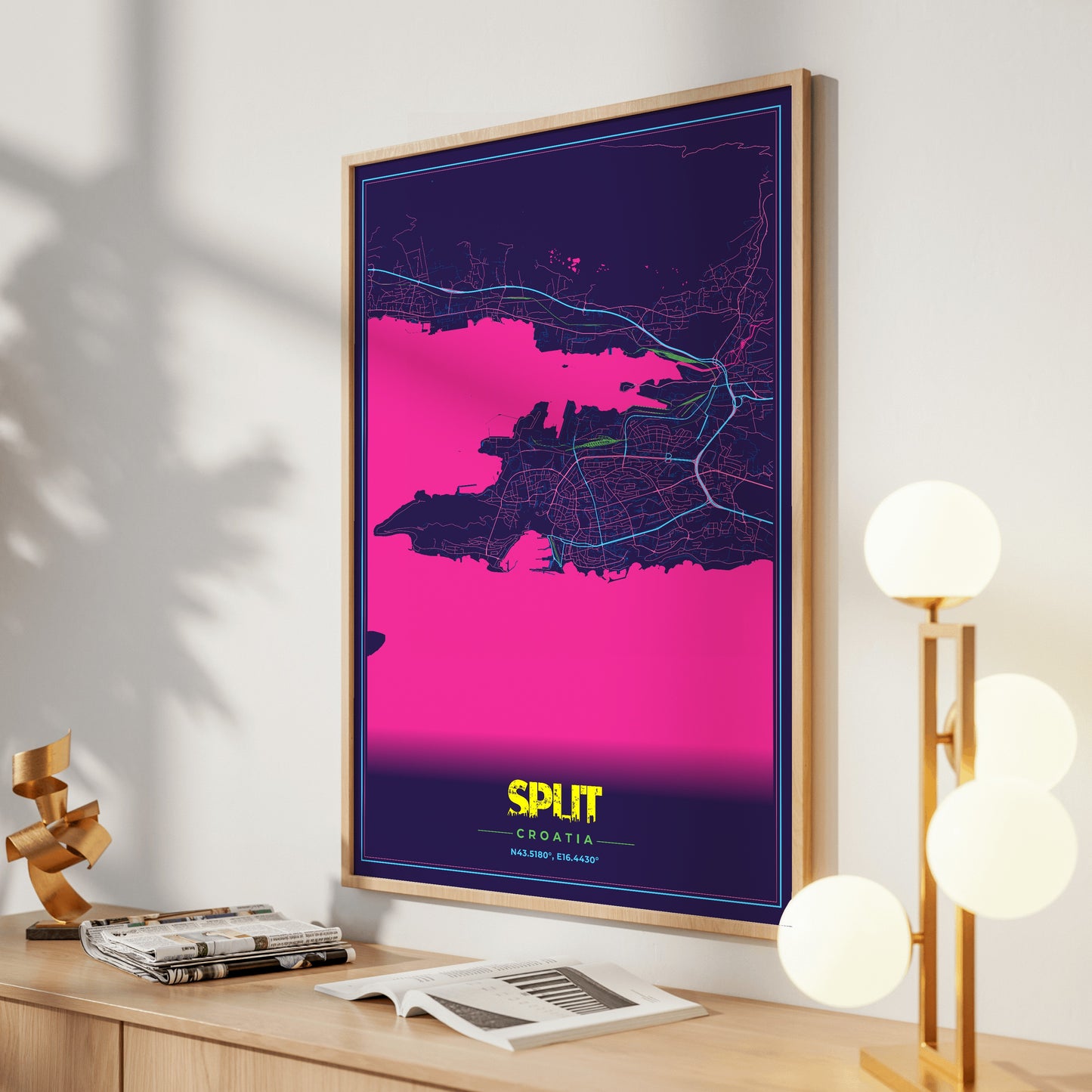 Split Cyberpunk Map Poster