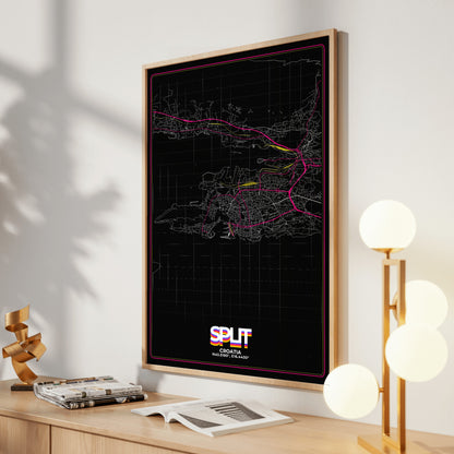 Split Retro Map Poster