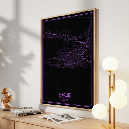 Split Phosphor Map Poster - EGA Violet