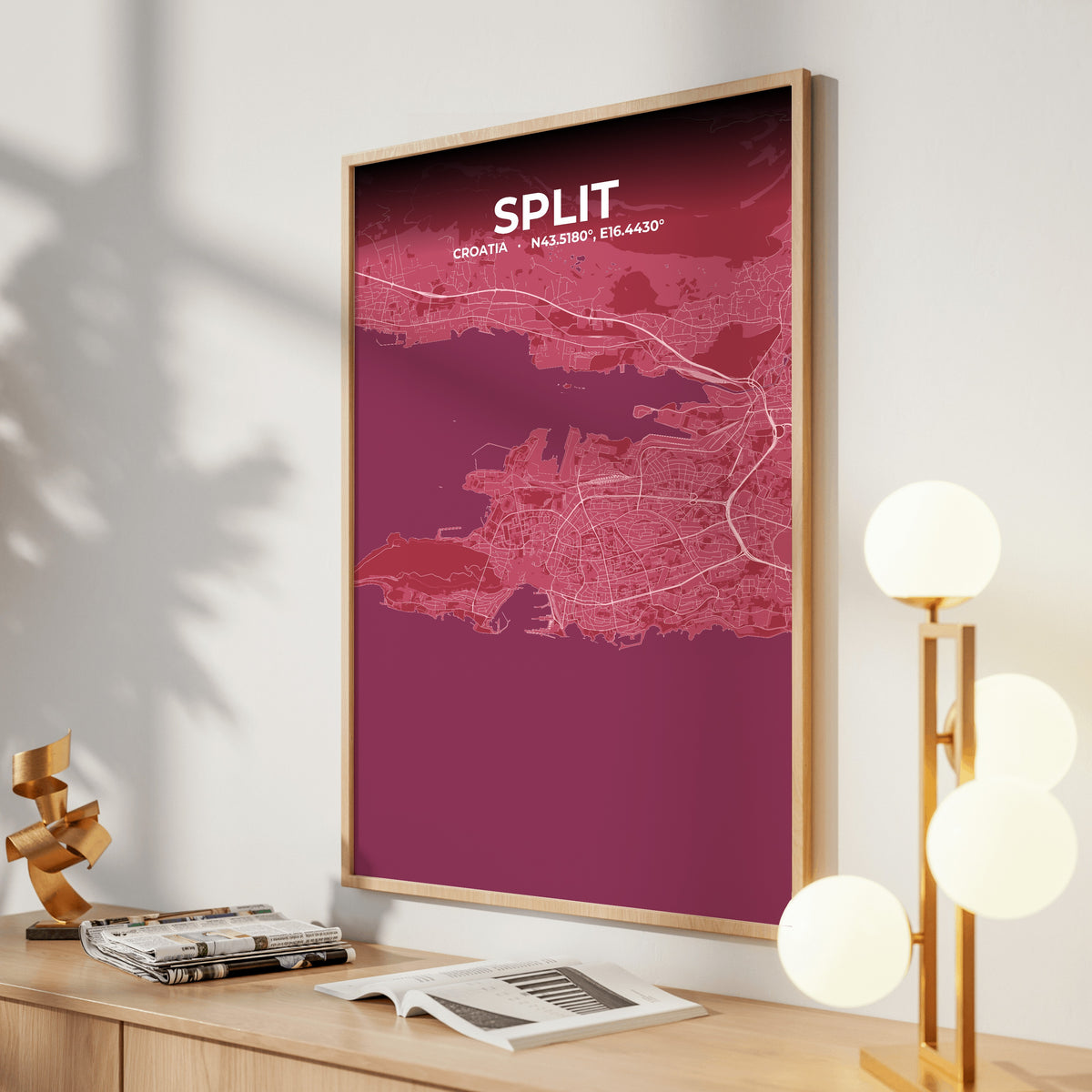 Split Scarlet Map Poster
