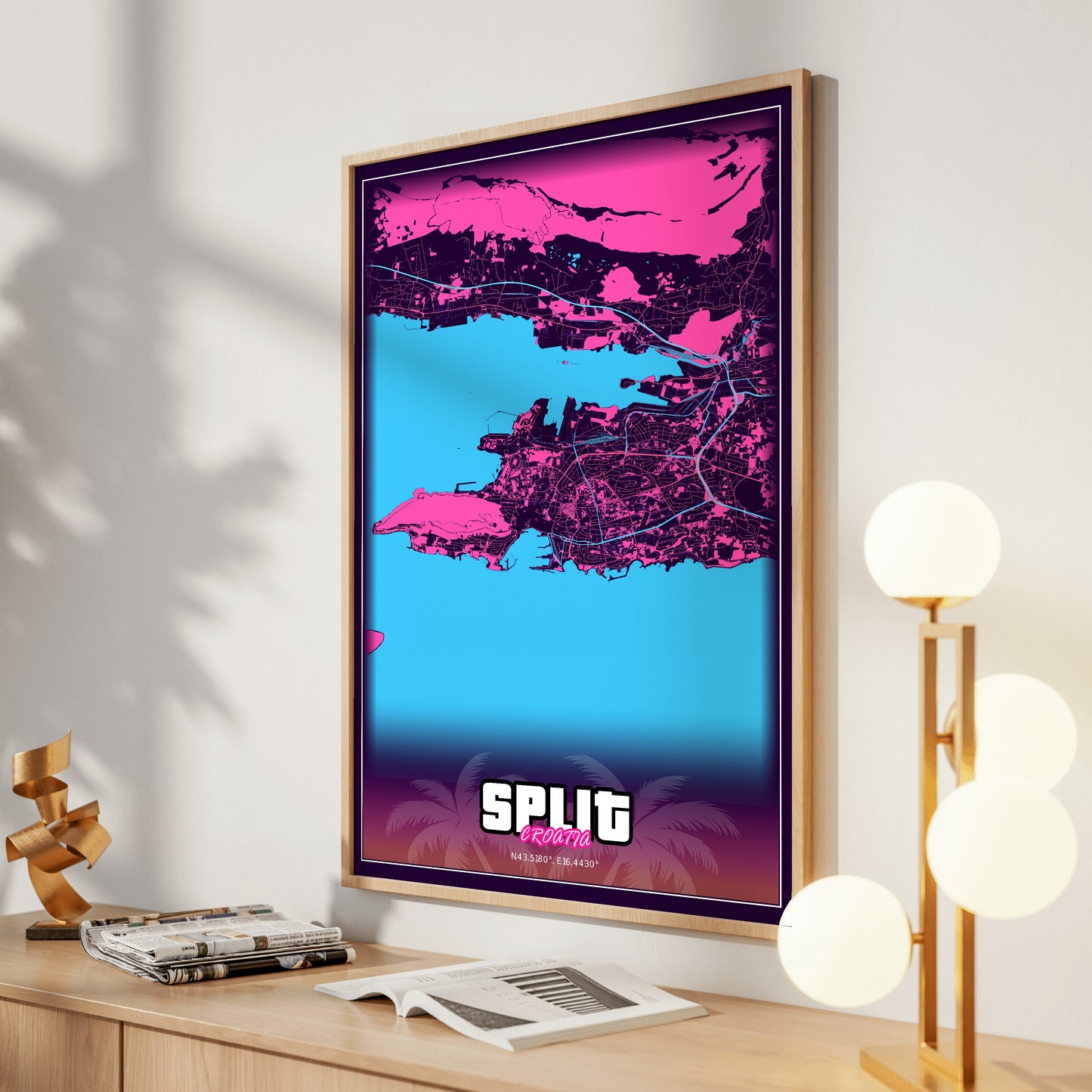 Split GTA Map Poster