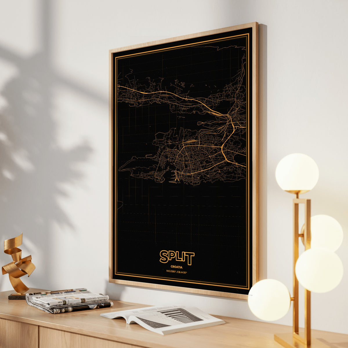 Split Phosphor Map Poster - Amber CRT