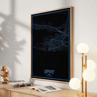 Split Phosphor Map Poster - IBM Blue