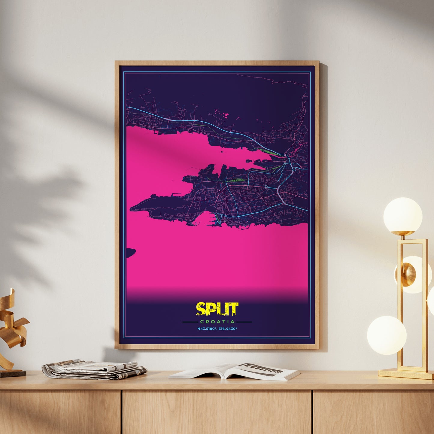 Split Cyberpunk Map Poster