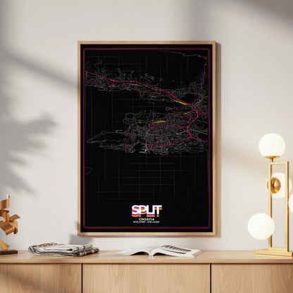 Split Retro Map Poster
