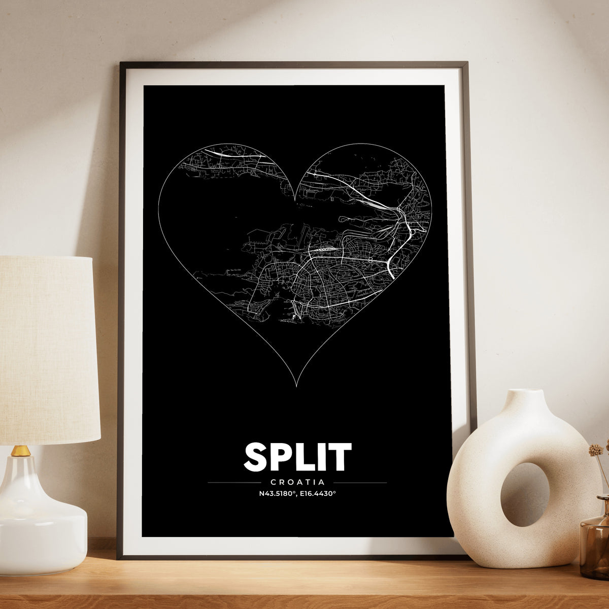 Split Heart Map Poster