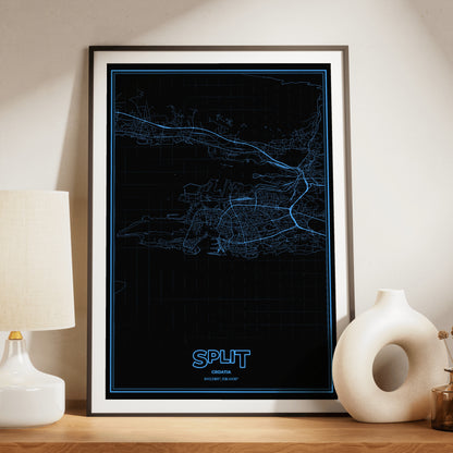 Split Phosphor Map Poster - IBM Blue