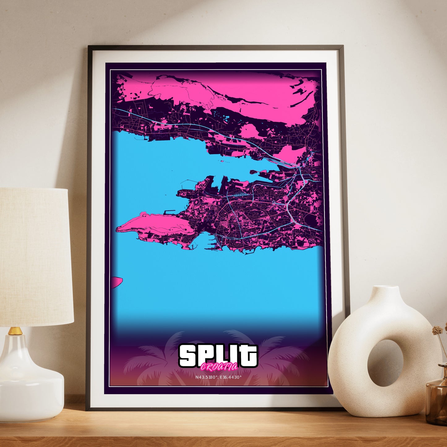 Split GTA Map Poster