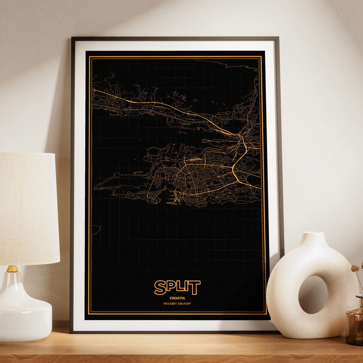 Split Phosphor Map Poster - Amber CRT