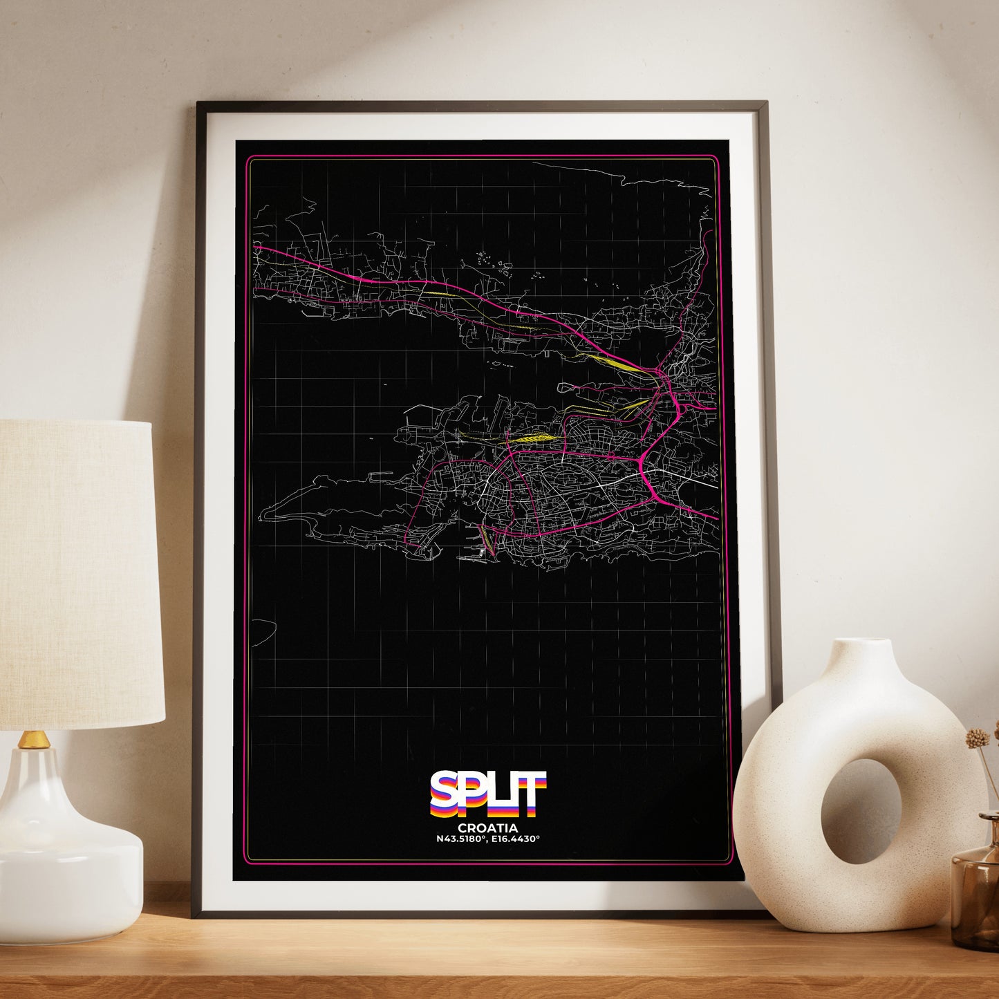 Split Retro Map Poster