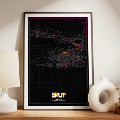 Split Retro Map Poster