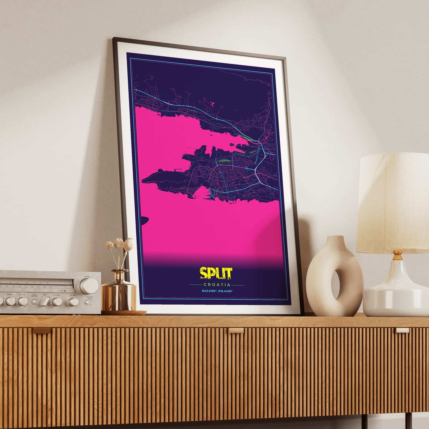 Split Cyberpunk Map Poster