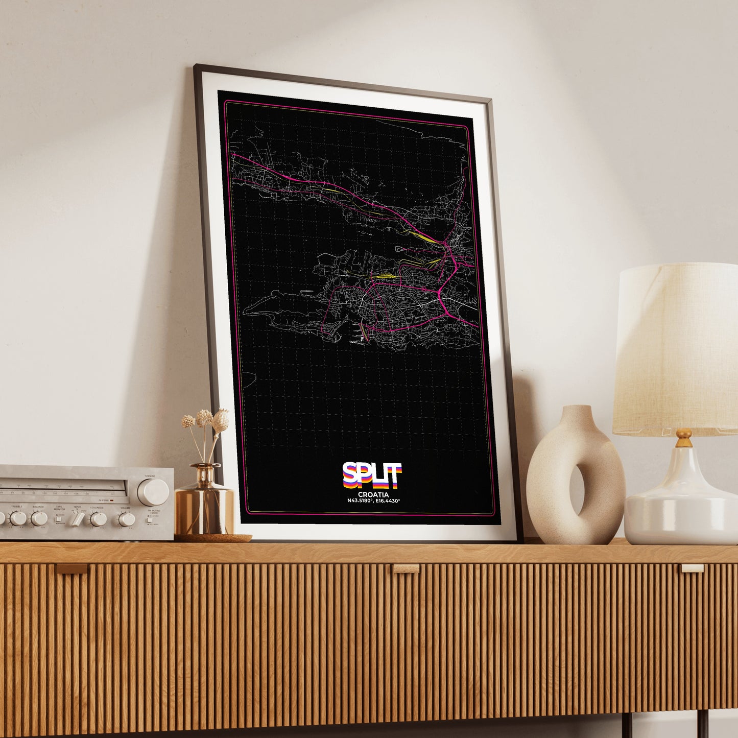 Split Retro Map Poster