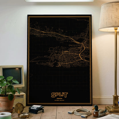 Split Phosphor Map Poster - Amber CRT