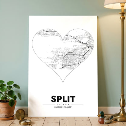 Split Heart Map Poster