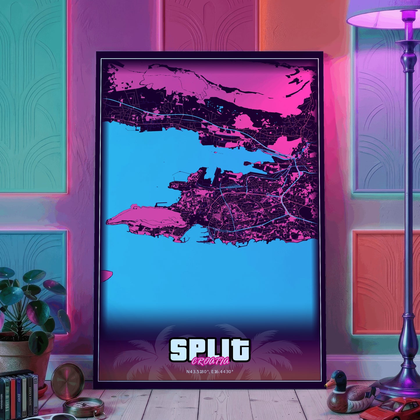 Split GTA Map Poster