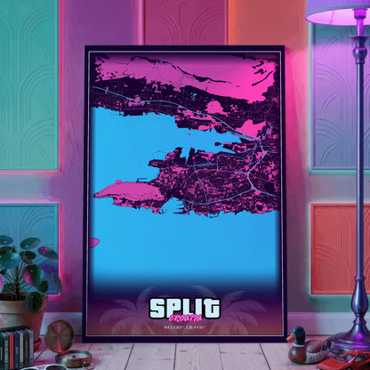 Split GTA Map Poster
