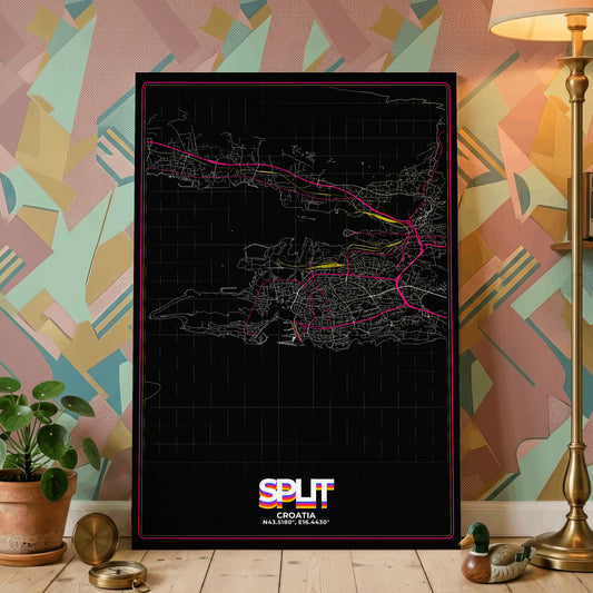 Split Retro Map Poster