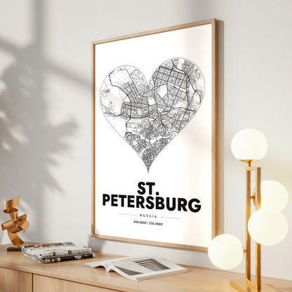 St. Petersburg Heart Map Poster