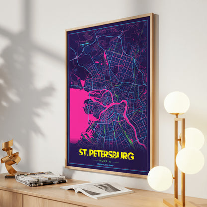 St. Petersburg Cyberpunk Map Poster