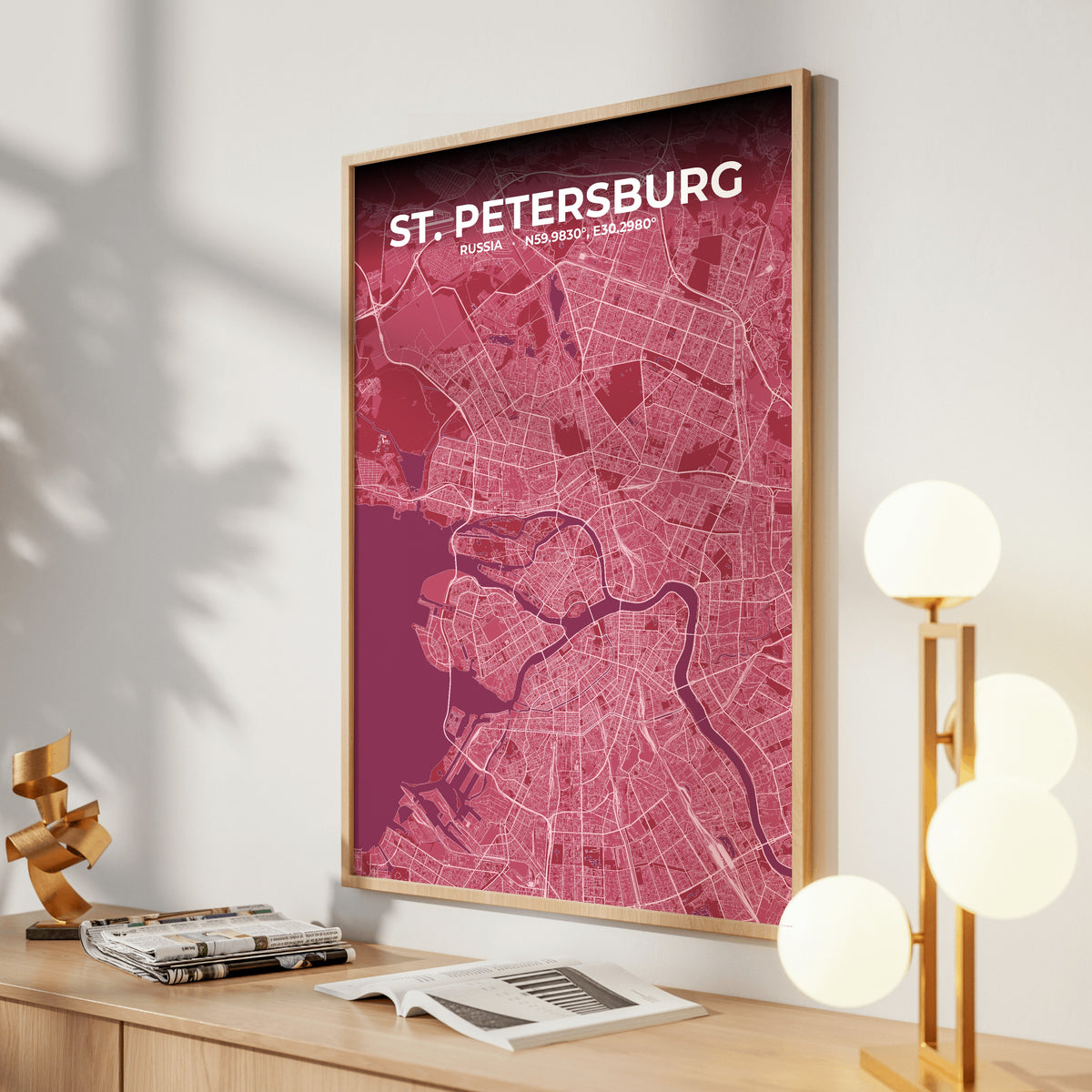 St. Petersburg Scarlet Map Poster
