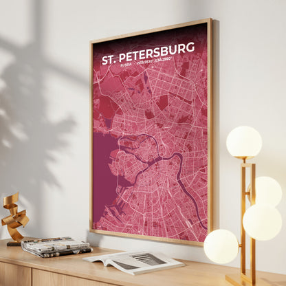 St. Petersburg Scarlet Map Poster