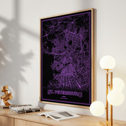 St. Petersburg Phosphor Map Poster - EGA Violet