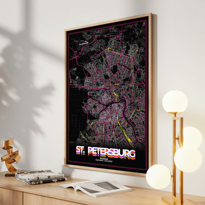 St. Petersburg Retro Map Poster