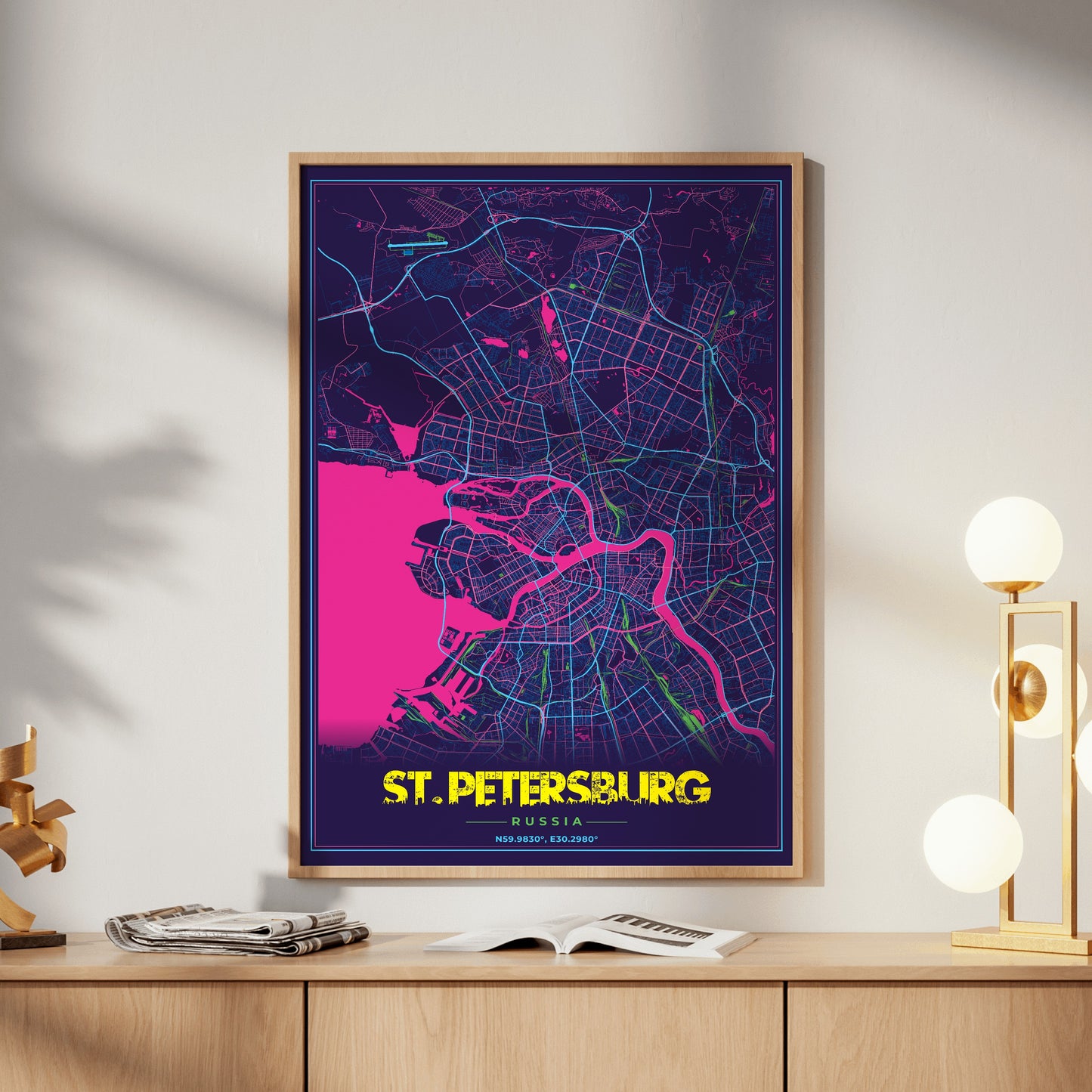 St. Petersburg Cyberpunk Map Poster