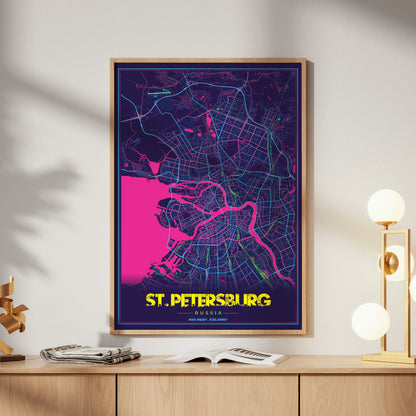 St. Petersburg Cyberpunk Map Poster