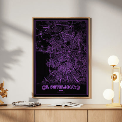 St. Petersburg Phosphor Map Poster - EGA Violet