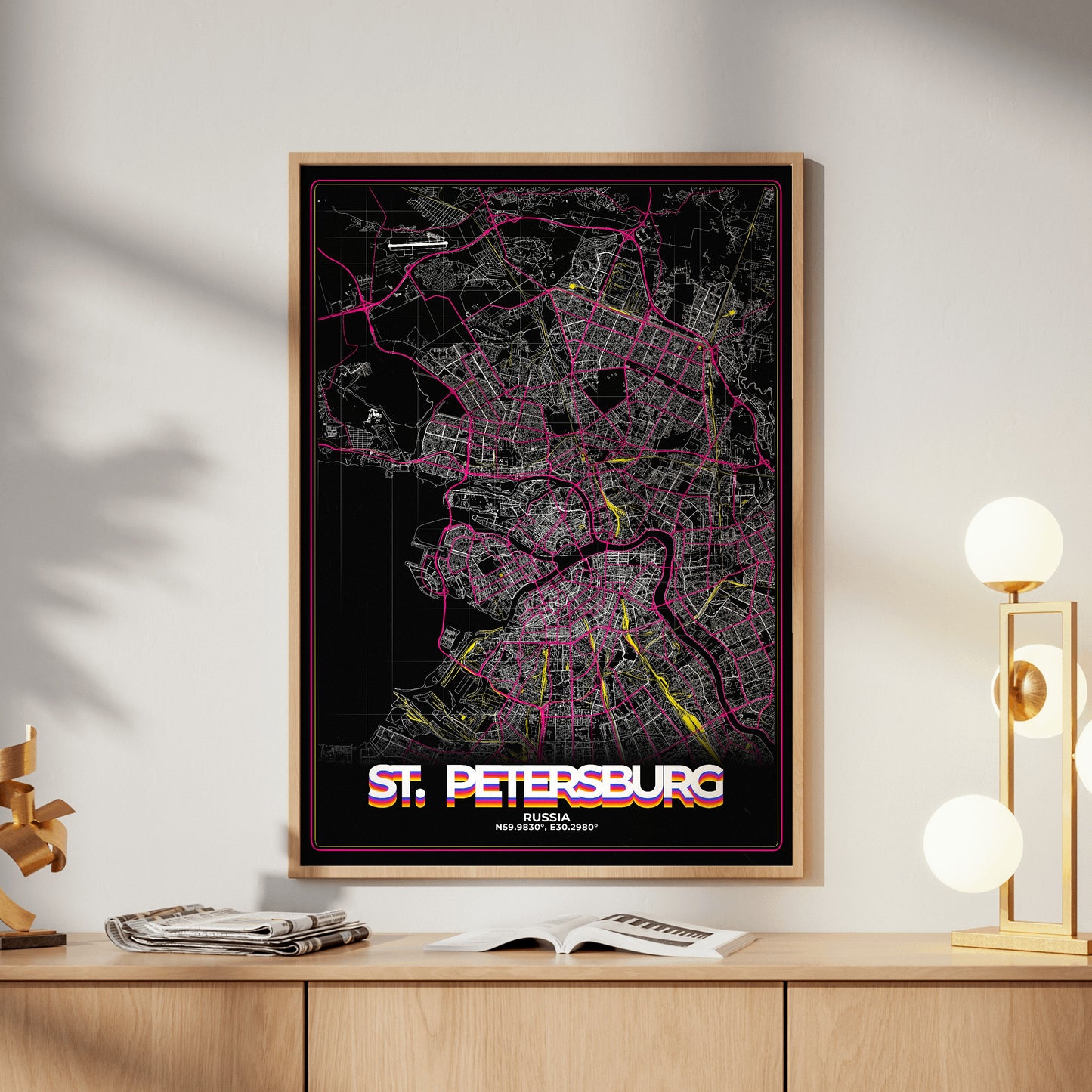 St. Petersburg Retro Map Poster