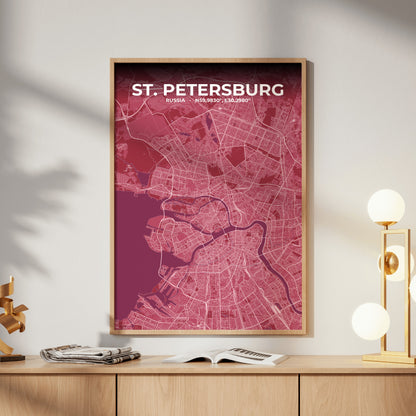 St. Petersburg Scarlet Map Poster