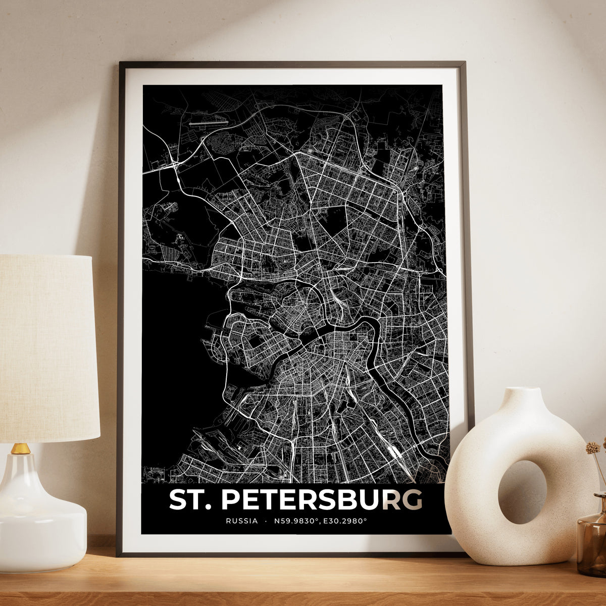 St. Petersburg Elegant Map Poster