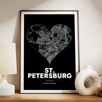 St. Petersburg Heart Map Poster