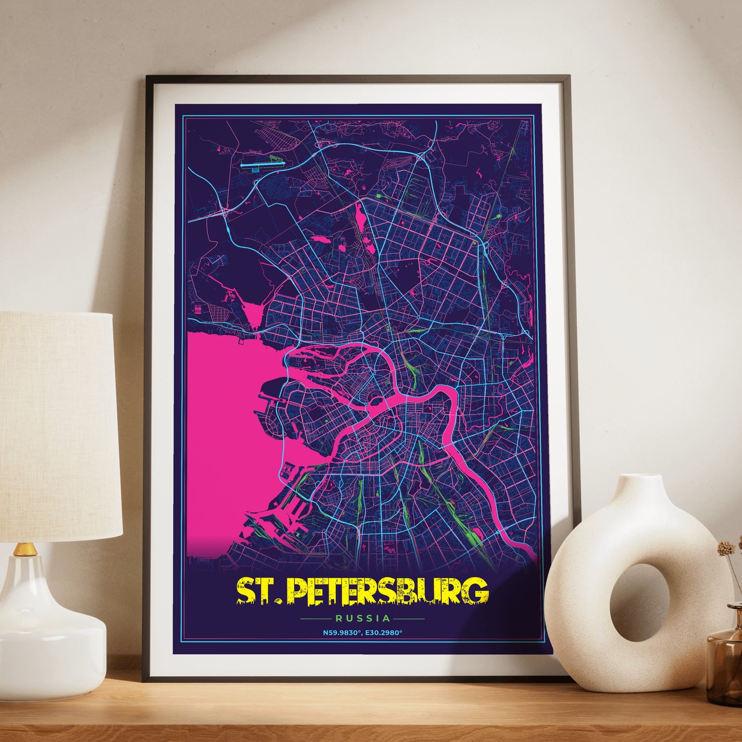 St. Petersburg Cyberpunk Map Poster