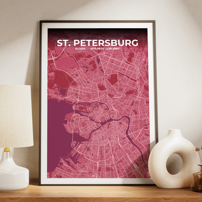 St. Petersburg Scarlet Map Poster