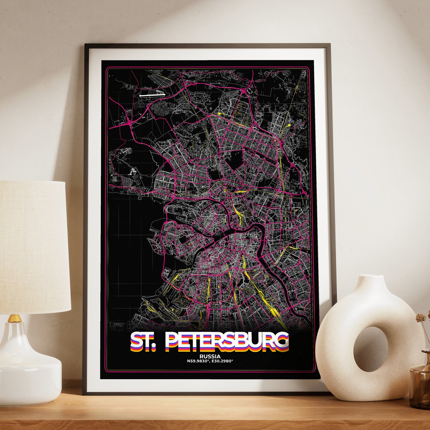St. Petersburg Retro Map Poster