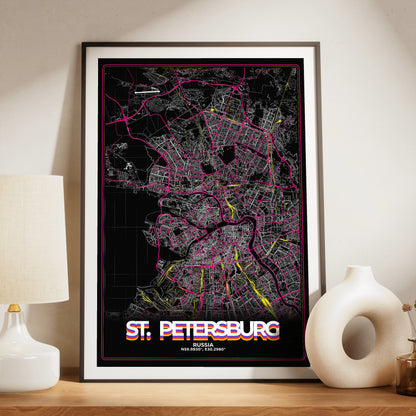 St. Petersburg Retro Map Poster