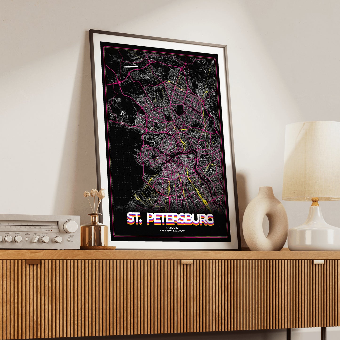 St. Petersburg Retro Map Poster