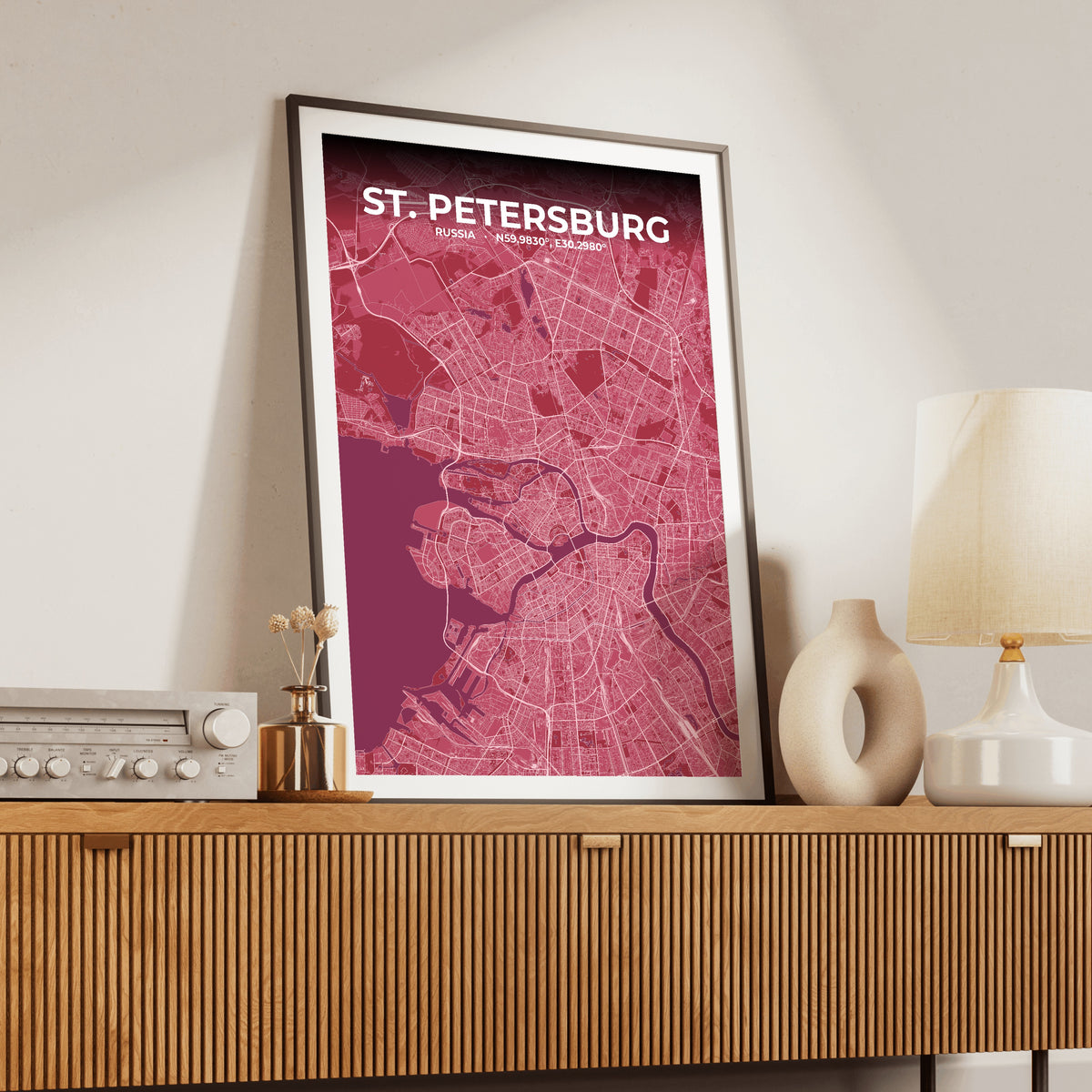 St. Petersburg Scarlet Map Poster