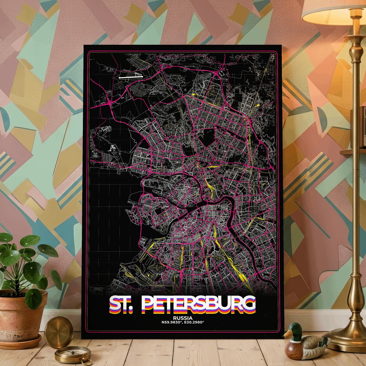 St. Petersburg Retro Map Poster